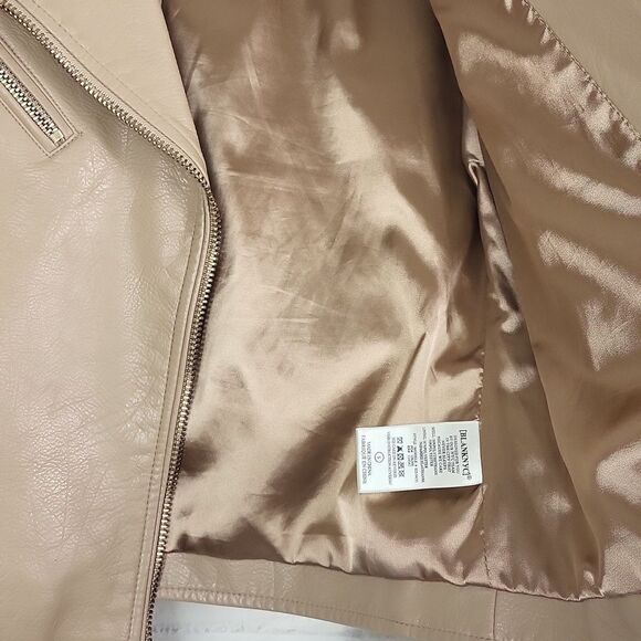 Blank NYC Tan faux Leather Moto Jacket Asymmetrical Zipper. Size S - Picture 6 of 8